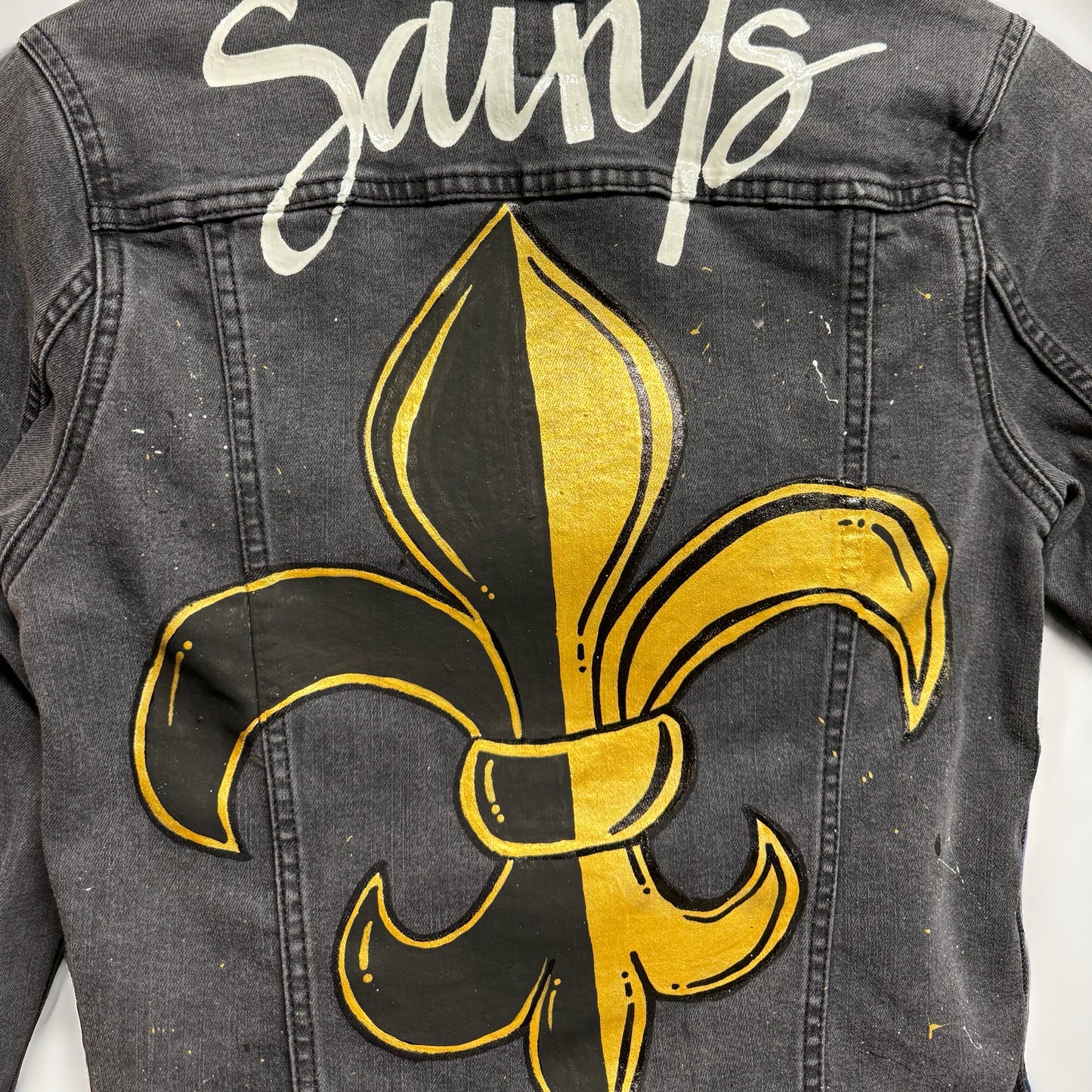 Get Ready to Stand Out! Hand-Painted "Saints" Jean Jacket - NOLA Pride! ⚜️