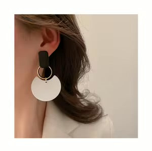 Chic & Cheerful: Black & White Dangle Earrings