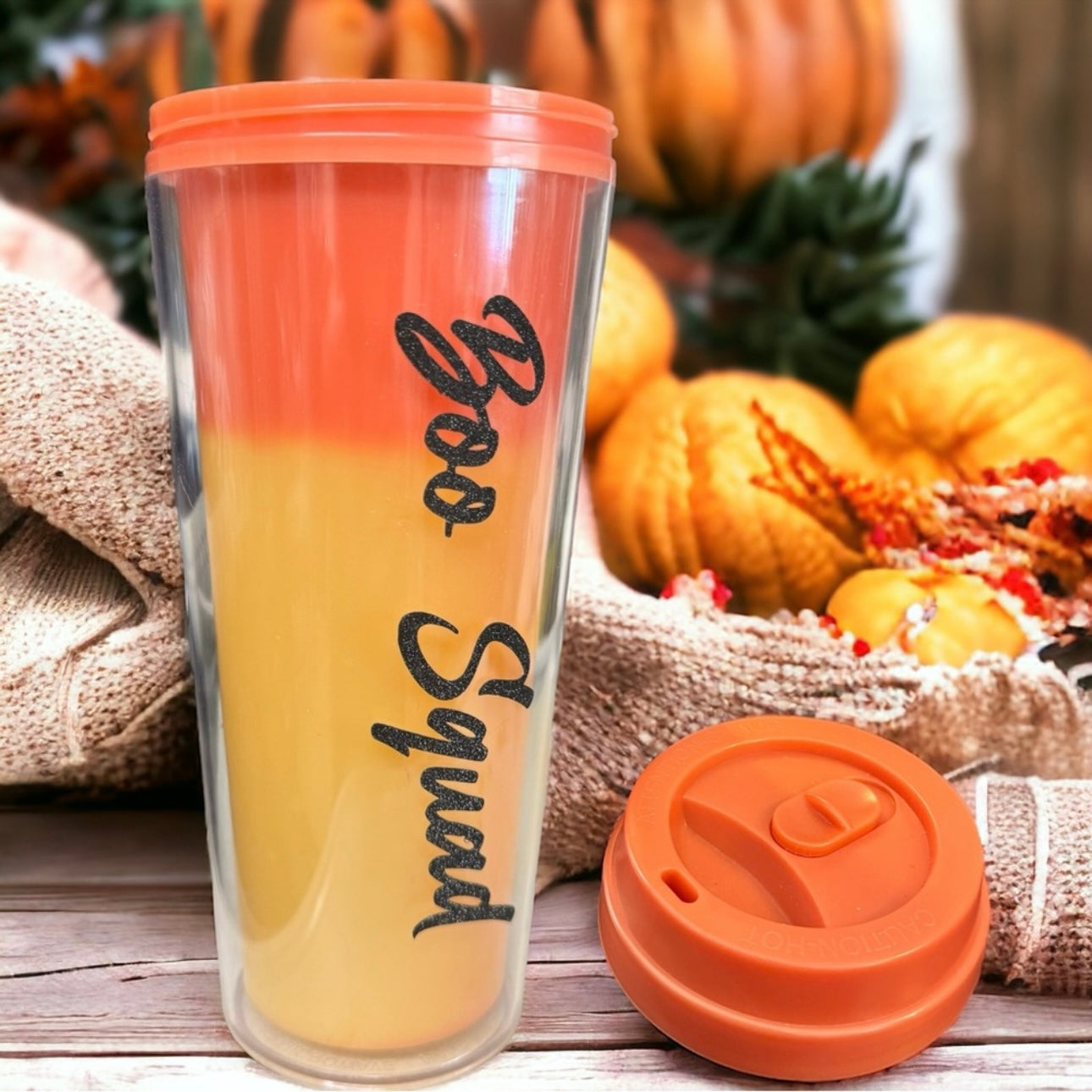 Boo Squad Brand New Color Changing Halloween Tumbler! 15 fl oz. Candycorn Colors