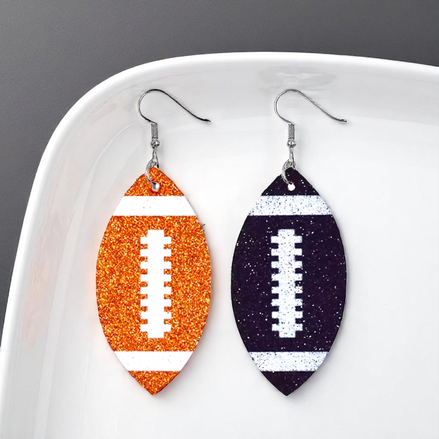 Score Big with Sparkle! Glitter Football Dangle Earrings 🏈