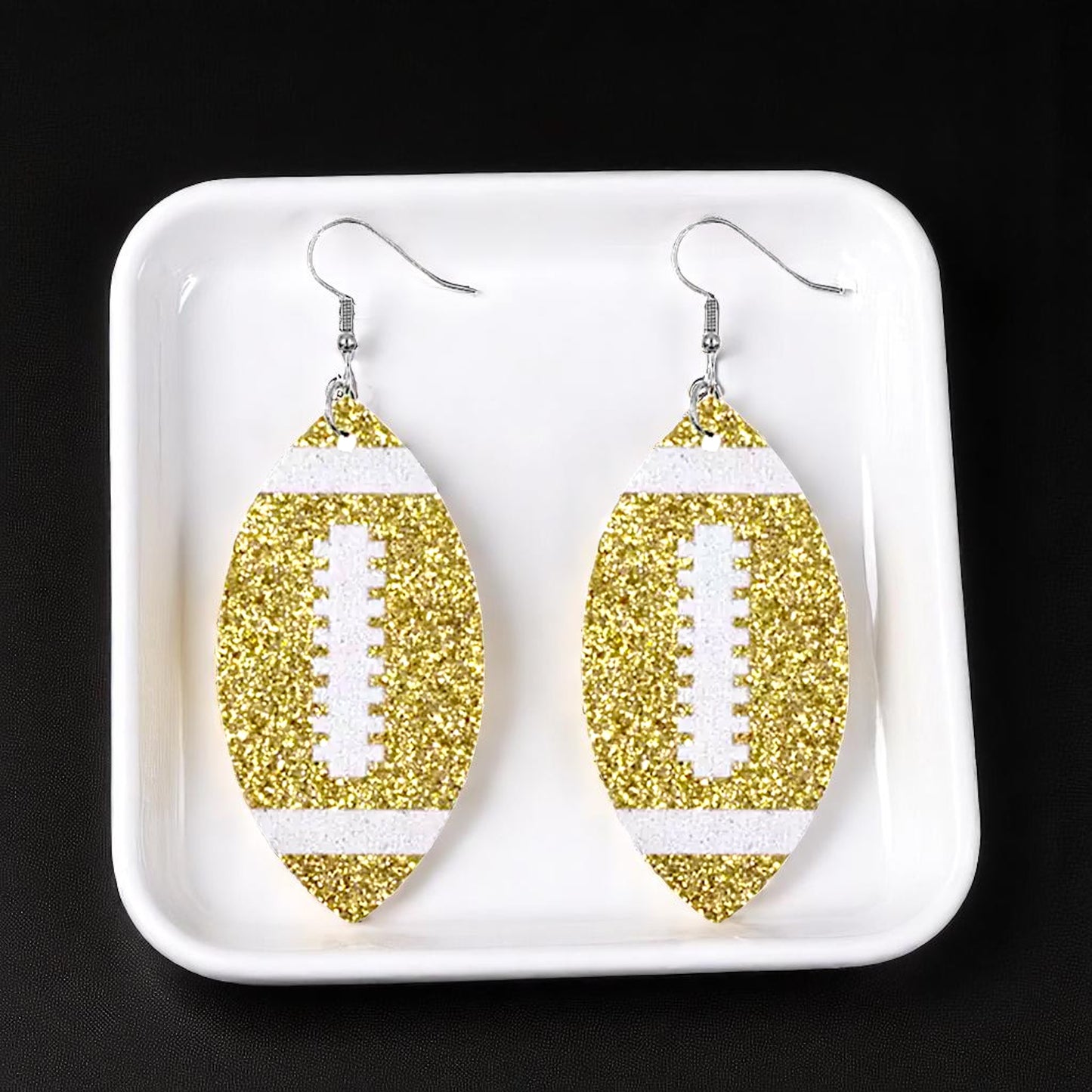 Score Big with Sparkle! Glitter Football Dangle Earrings 🏈