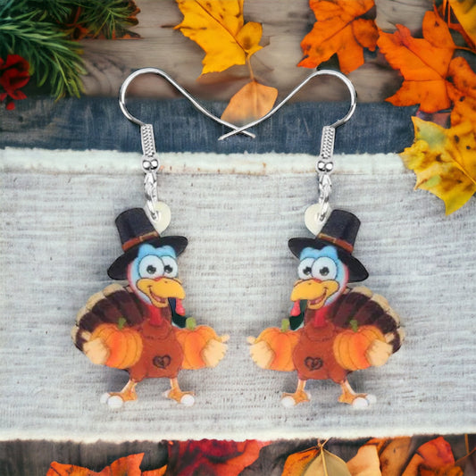 Turkey Earrings - Thanksgiving Earrings, Thanksgiving Accessories, Turkey Trot, Thanksgiving Turkey Earrings - Rhythms of Grace Creative