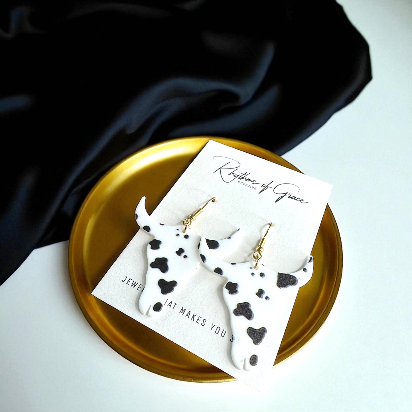 Cow Print Longhorn Dangle Earrings – Western Chic Meets Rodeo Glam!