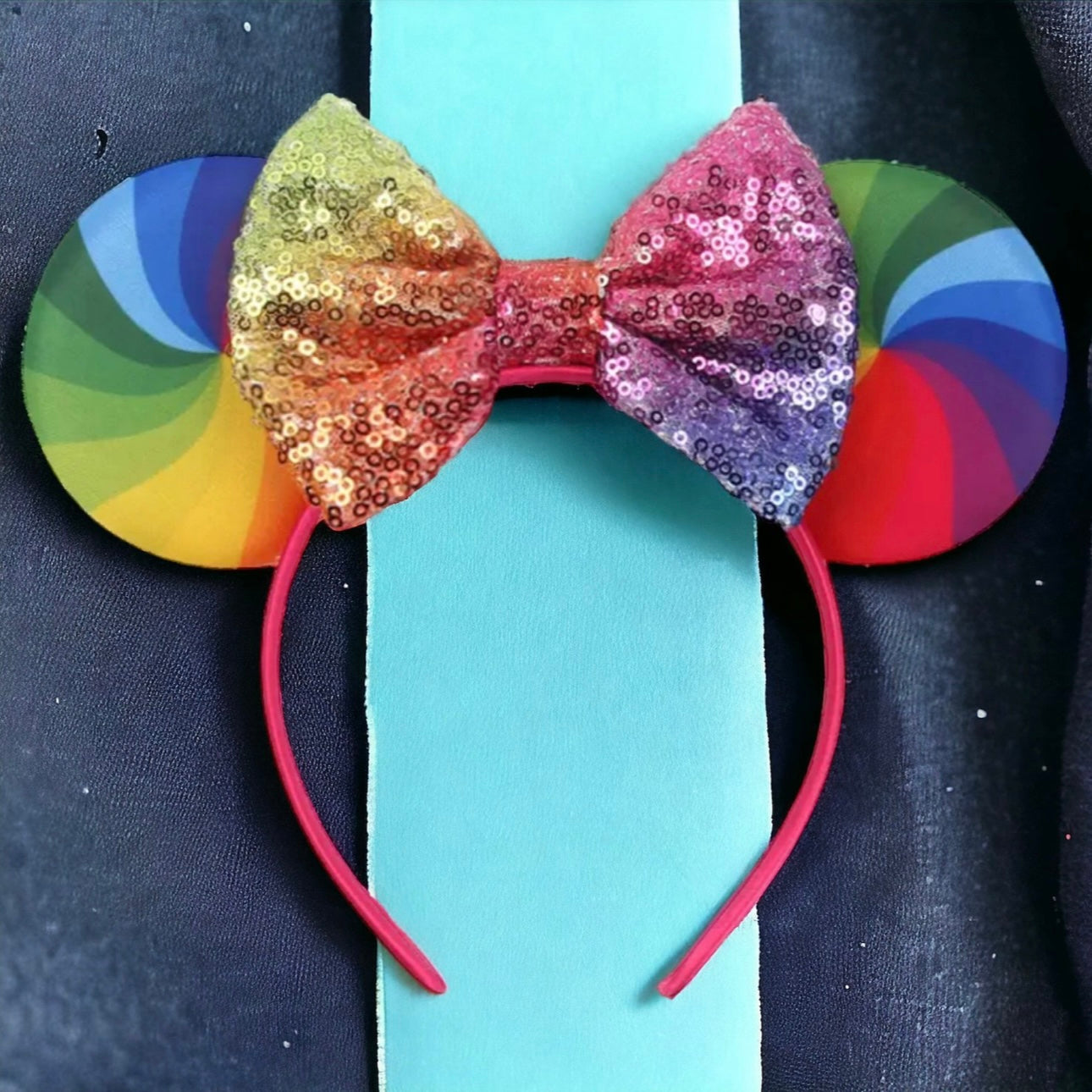 Vibrant Rainbow Mouse Ears with 5" Sequin Bow - NEW! Pride Parade