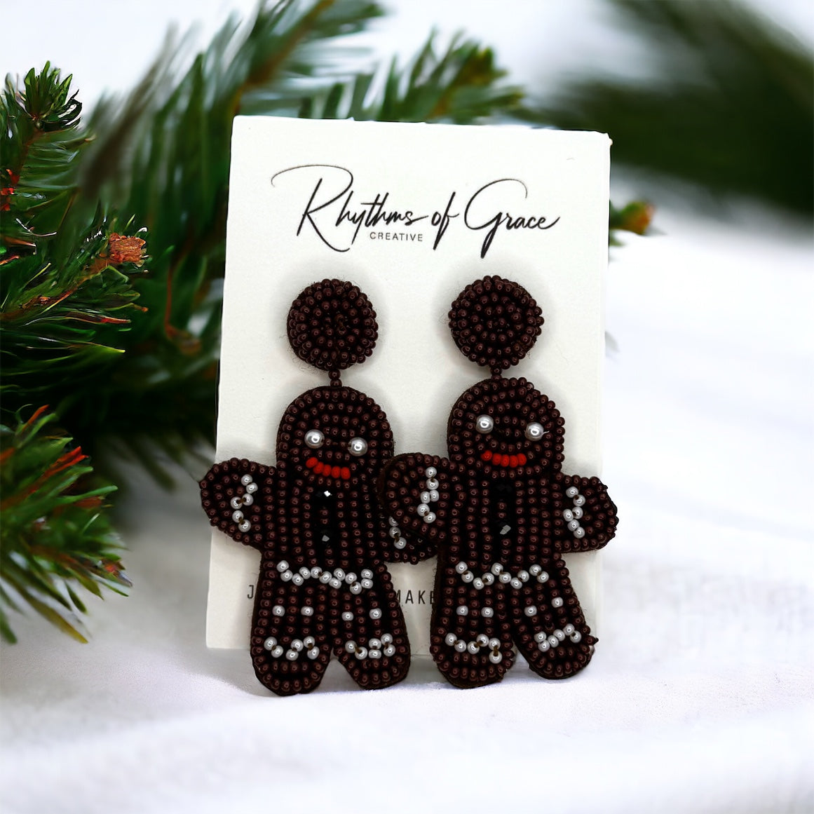 Gingerbread Cheer: Sweet & Festive Beaded Earrings!