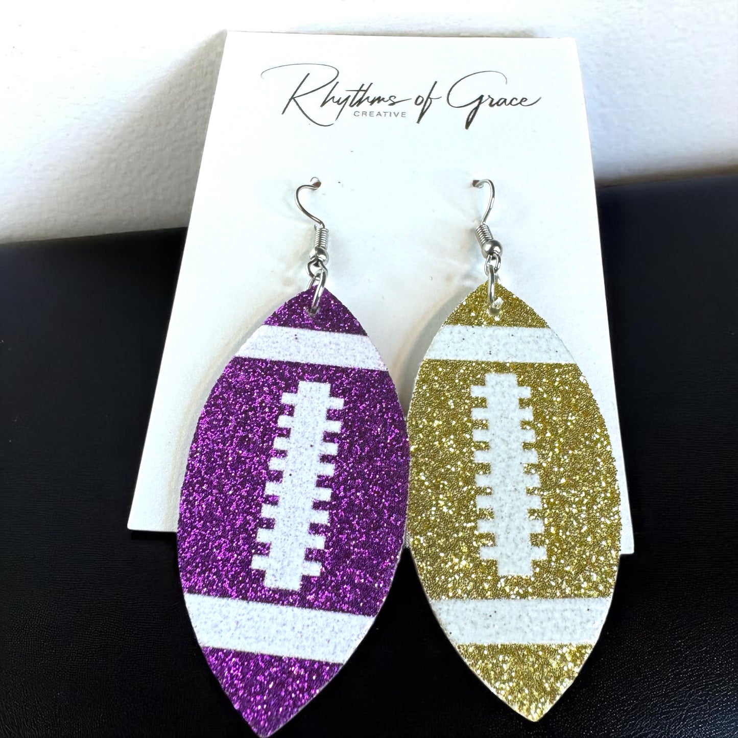 Score Big with Sparkle! Glitter Football Dangle Earrings 🏈
