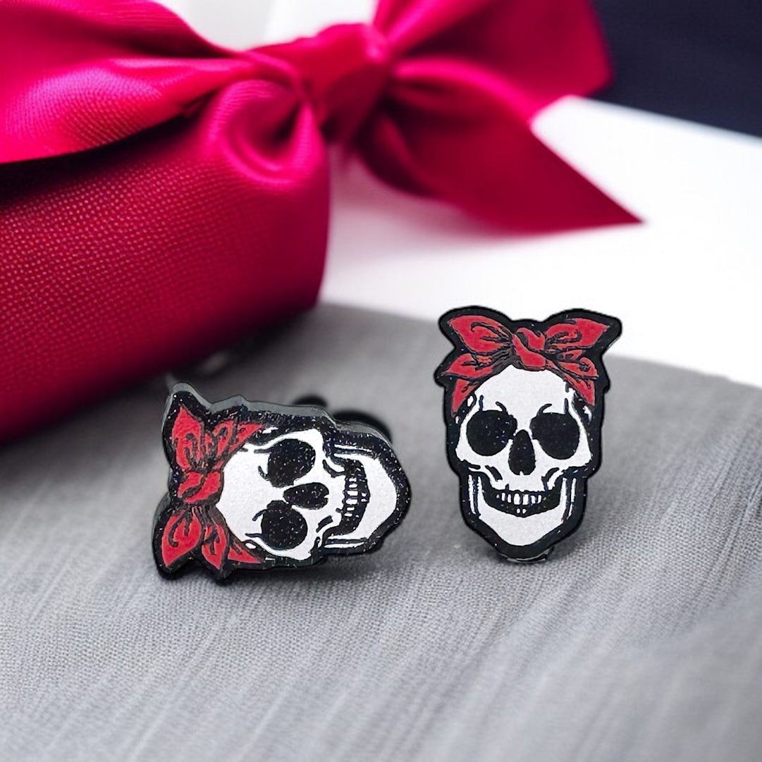 Spook-tacular Skull Studs: Cute Halloween Earrings for a Fang-tastic Look!