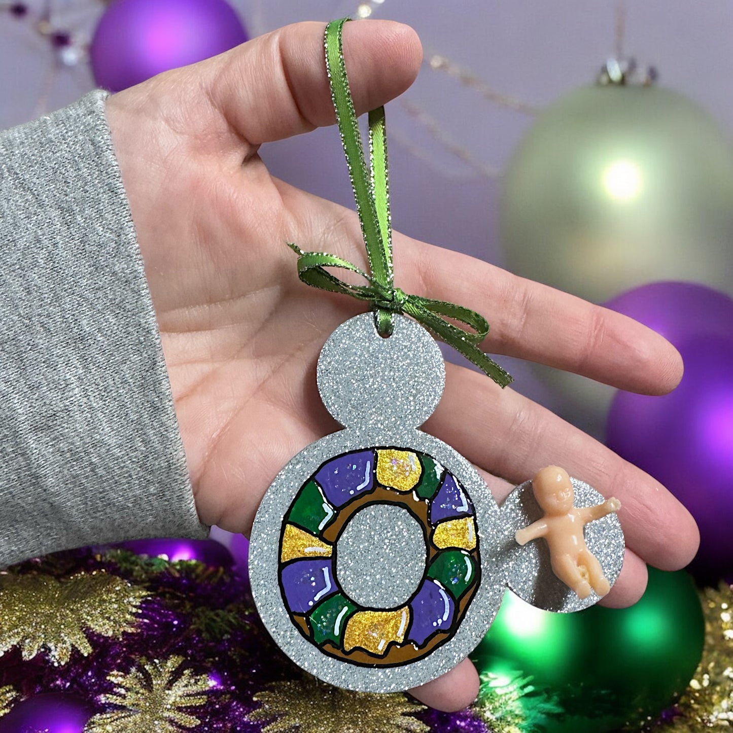 Sparkle & Magic: Custom Mouse Ears Ornament for Your Mardi Gras Adventure!