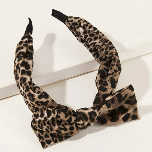 Leopard Print Headband - Animal Headpiece, Leopard Headband, Topknot Headpiece, Animal Print