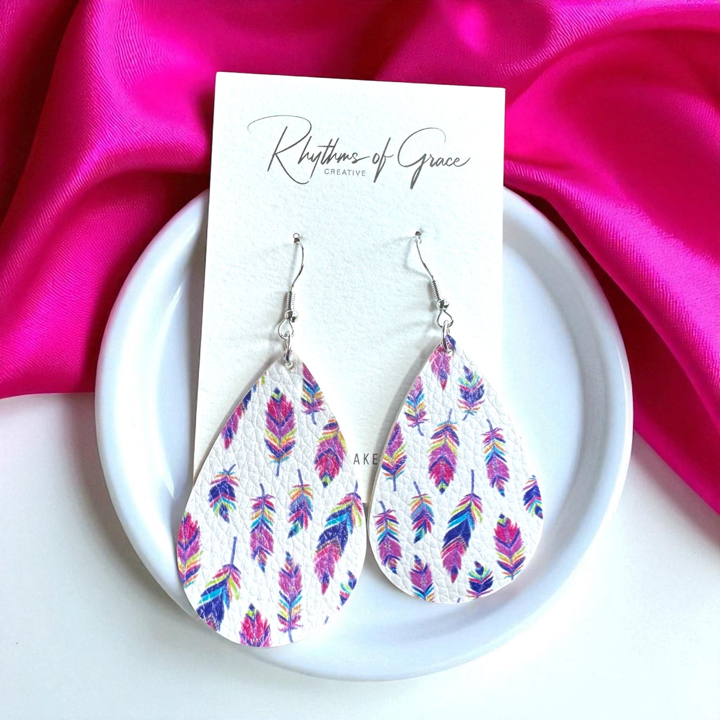 Colorful Feather Teardrop Earrings – Bold, Bright & Totally Fun!