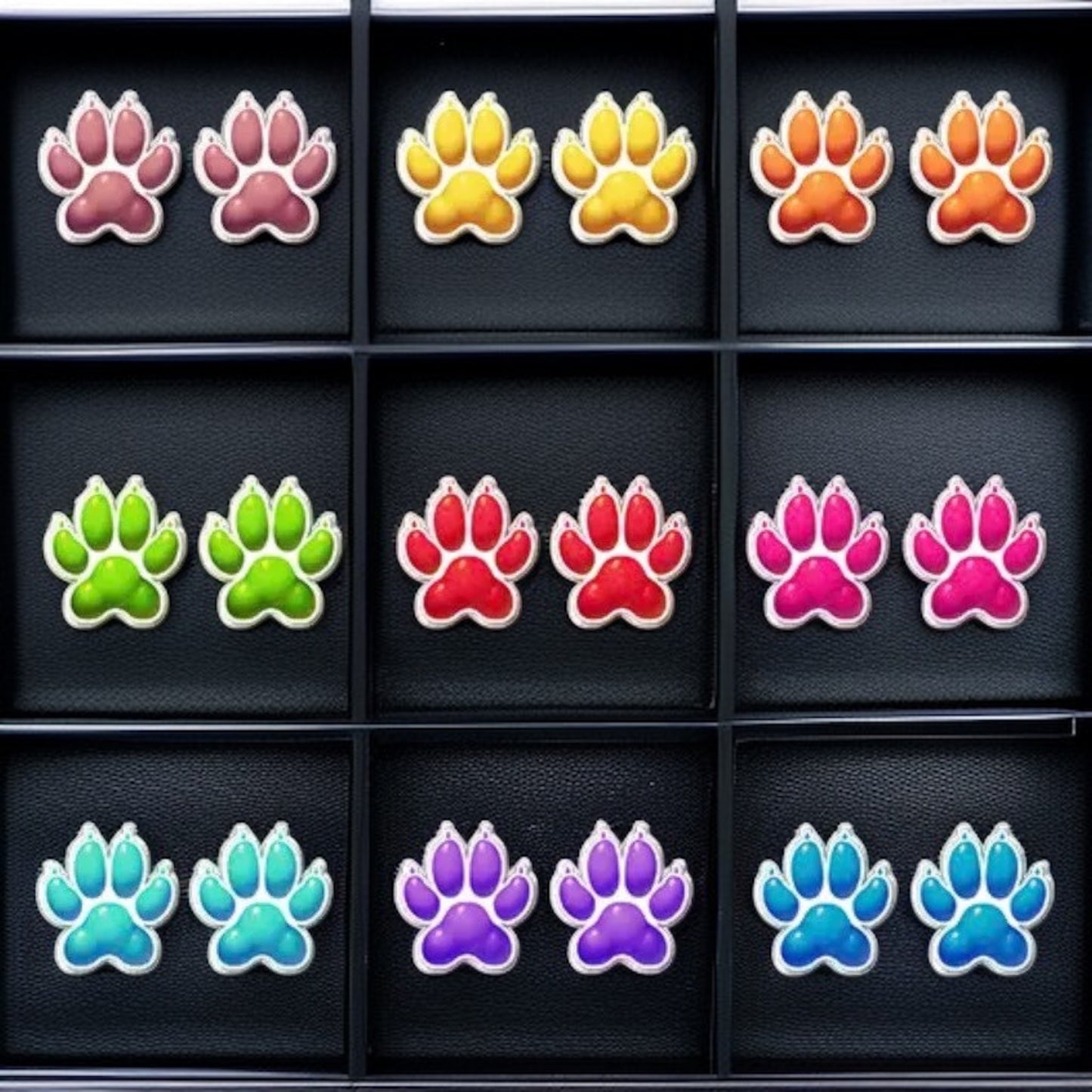Vibrant Paw Print Studs – A Pawfect Gift! 🐾 10 Colors Available!