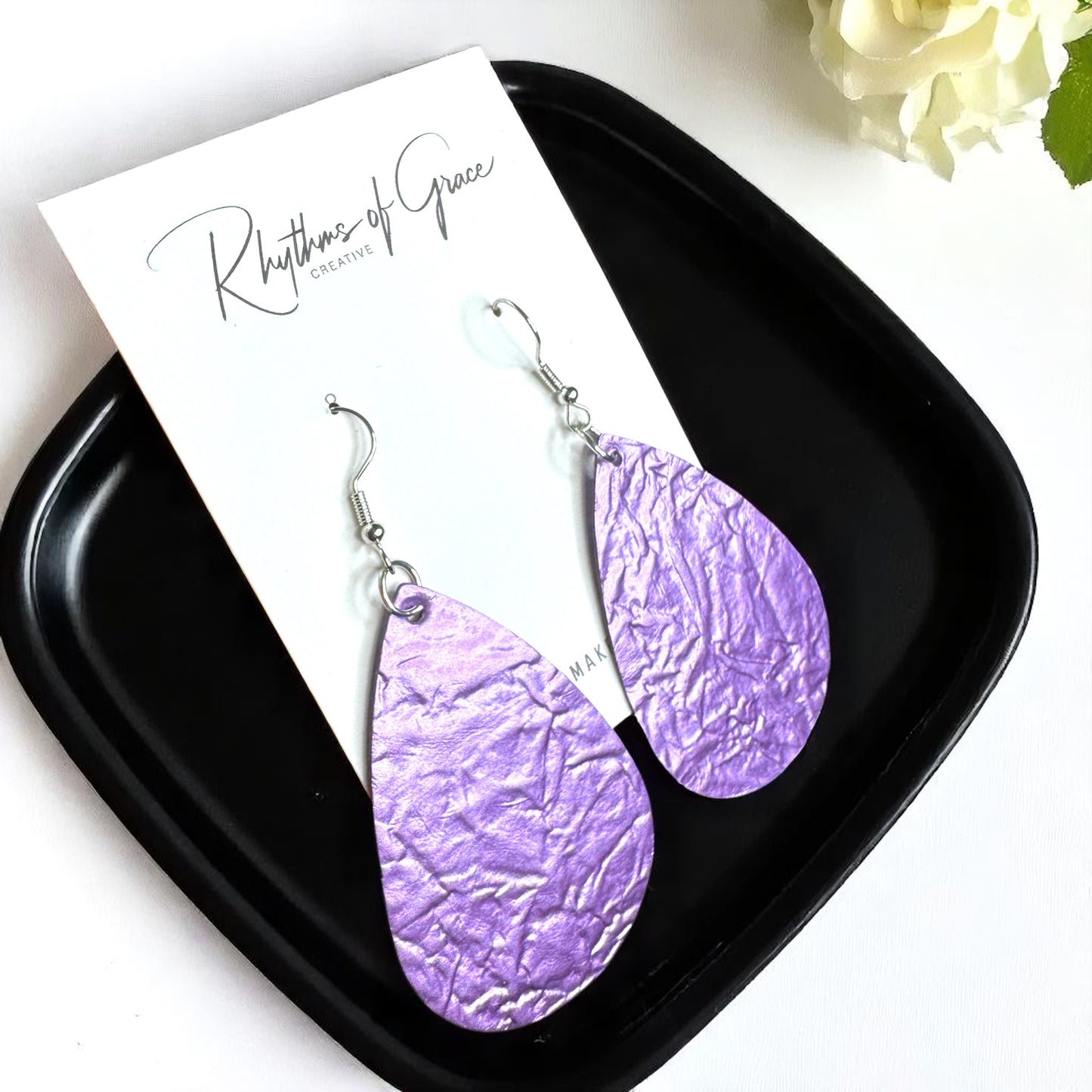 Shimmer & Shine: Metallic Purple Teardrop Earrings