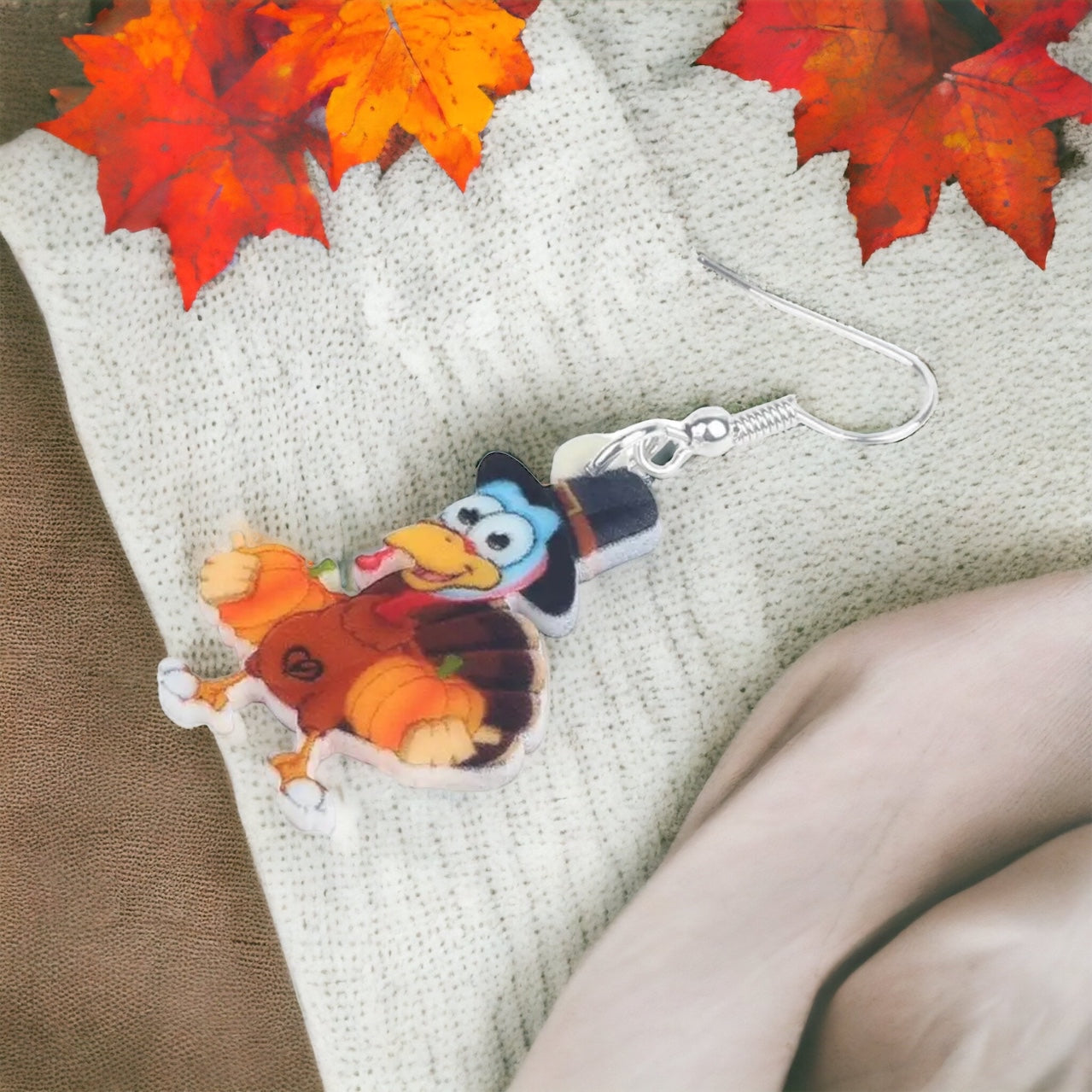 Turkey Earrings - Thanksgiving Earrings, Thanksgiving Accessories, Turkey Trot, Thanksgiving Turkey Earrings - Rhythms of Grace Creative