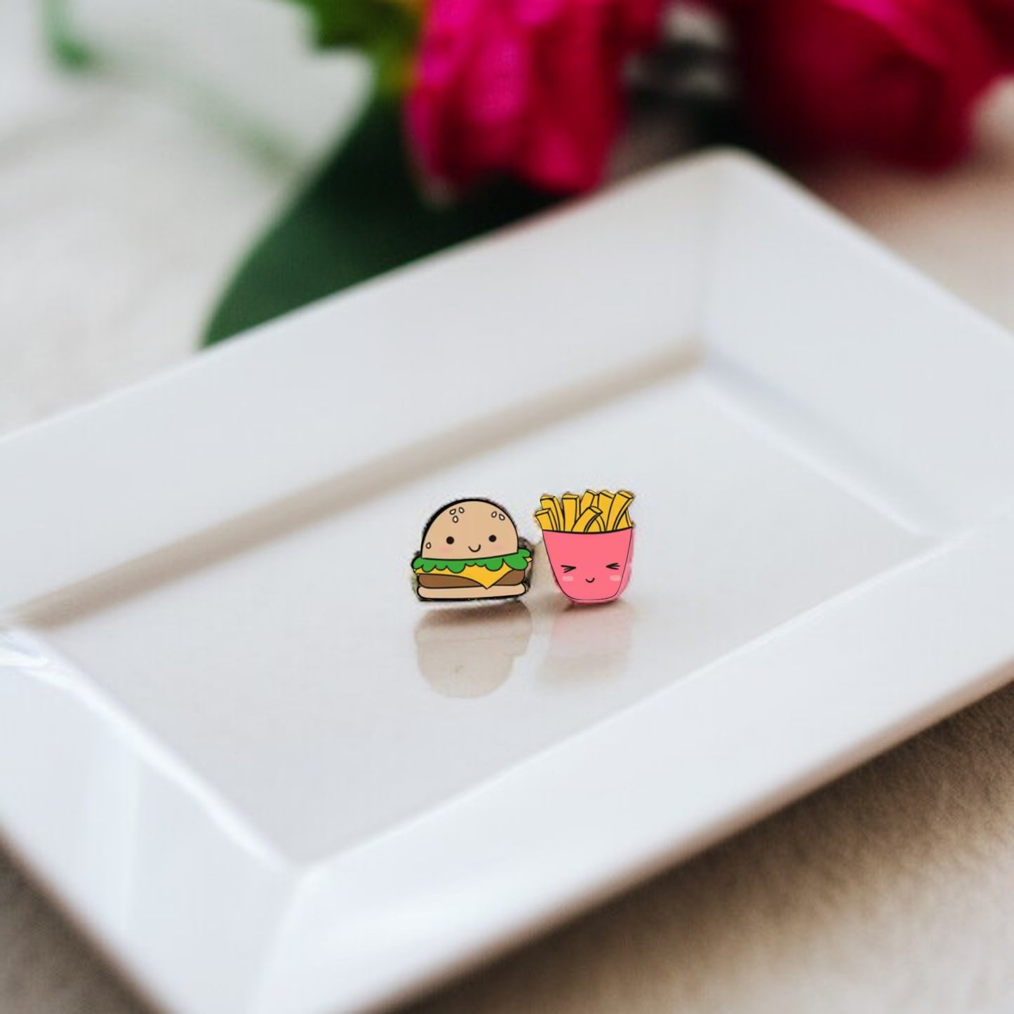 Tasteful Delight: Burger & Fries Stud Earrings 🍔🍟