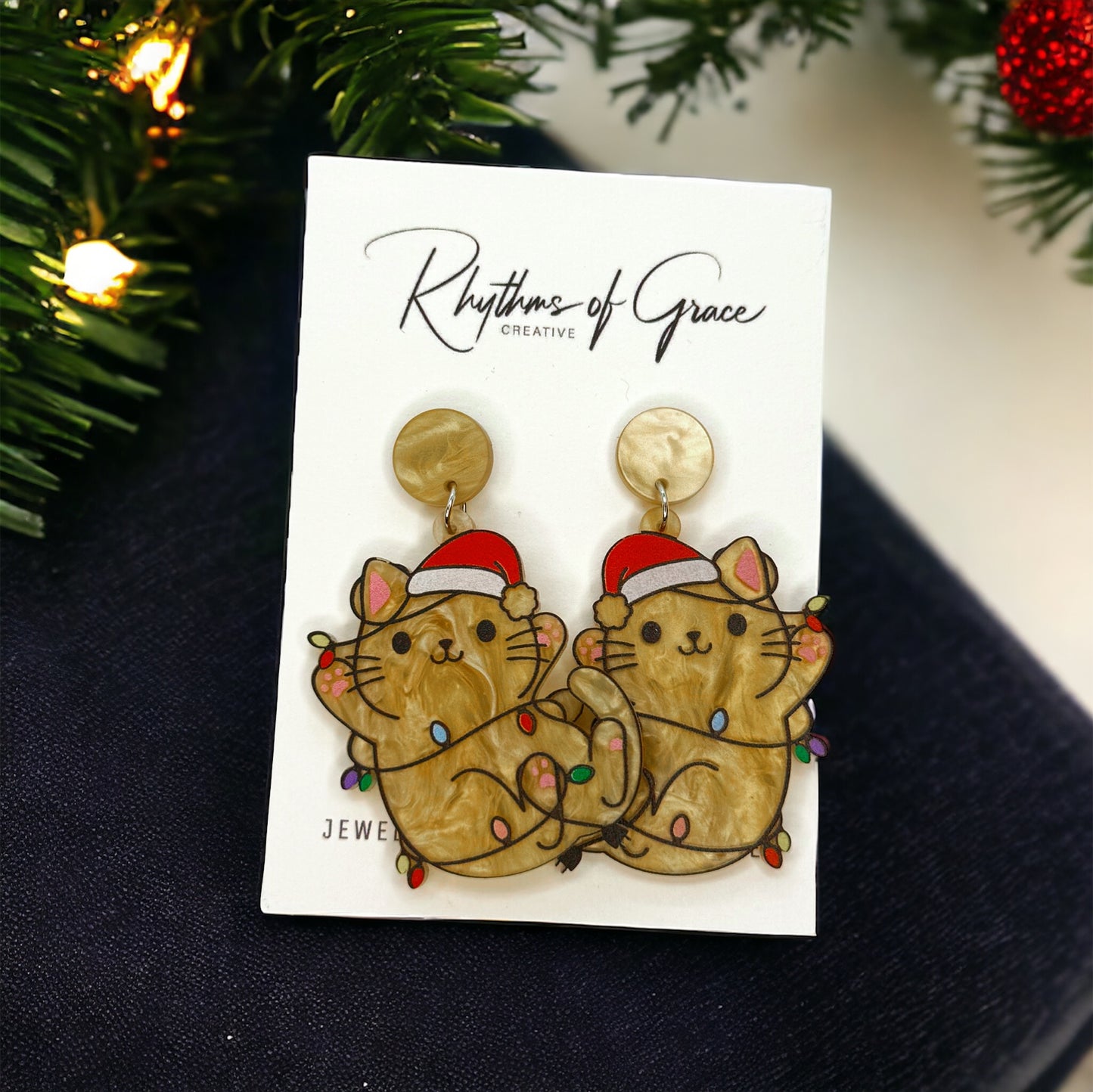 Jingle All the Way: Adorable Christmas Kitty Dangle Earrings