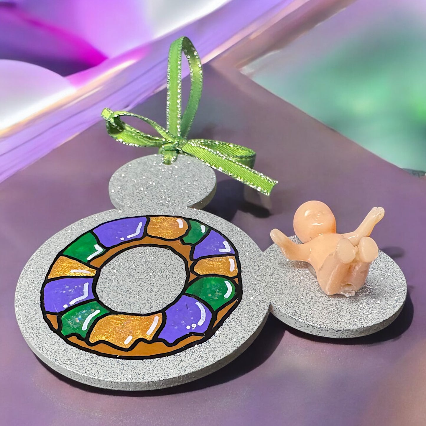 Sparkle & Magic: Custom Mouse Ears Ornament for Your Mardi Gras Adventure!