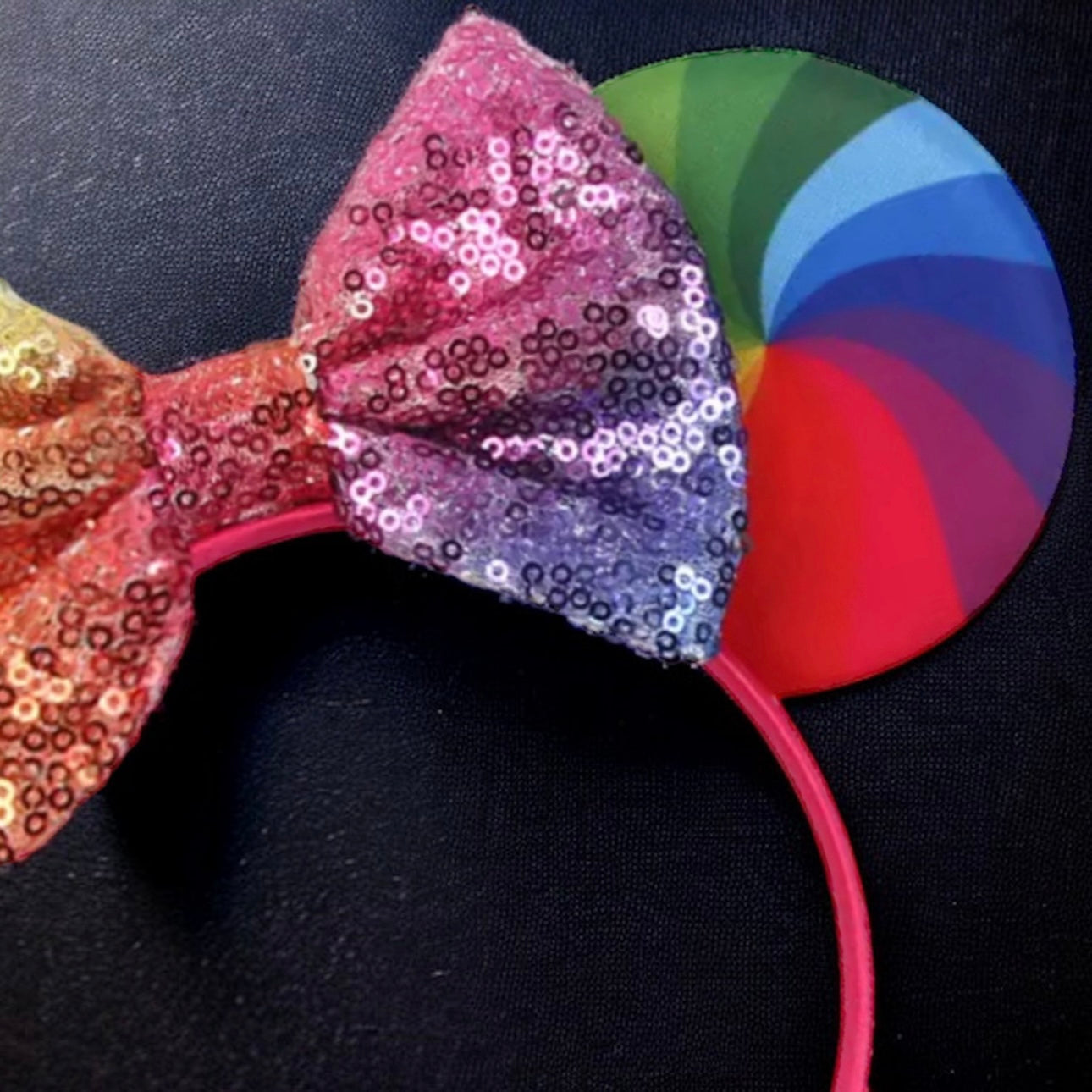 Vibrant Rainbow Mouse Ears with 5" Sequin Bow - NEW! Pride Parade