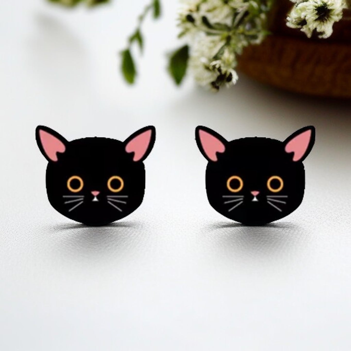 Charming Cartoon Black Cat Stud Earrings - Purr-fect Petite Whimsy!
