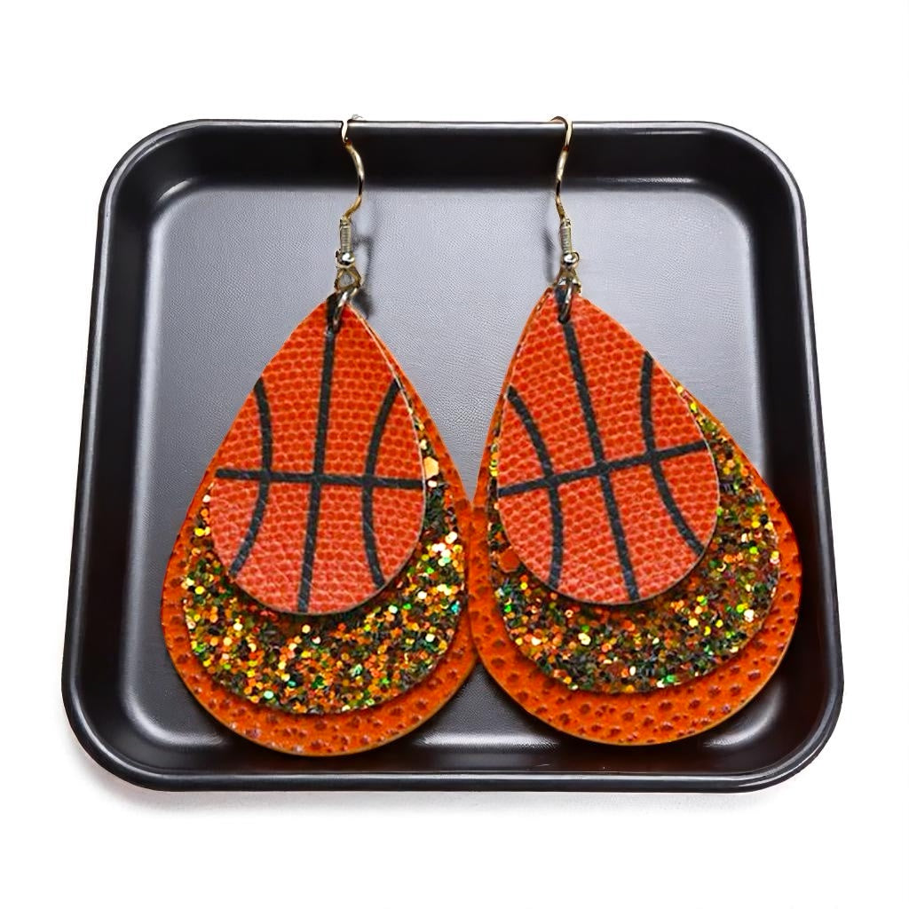 Sparkle on the Court: Basketball Glitter Dangle Earrings 🏀