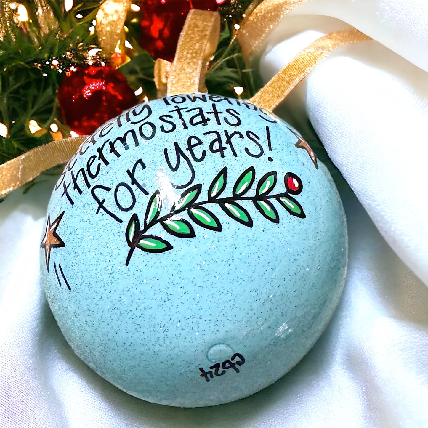 Christmas Ornament: "Dads - Secretly Lowering Thermostats for Years!"