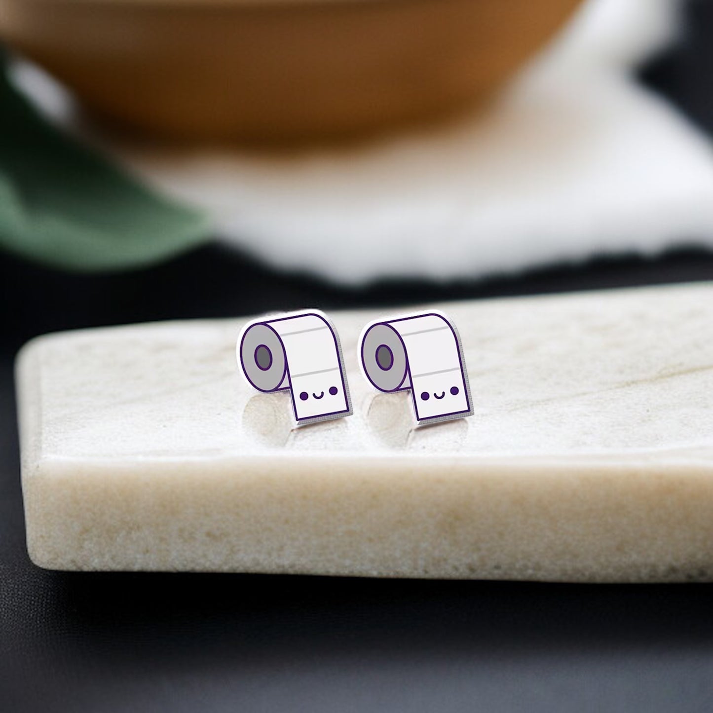 Quirky Toilet Paper Stud Earrings - Humor for Your Ears!