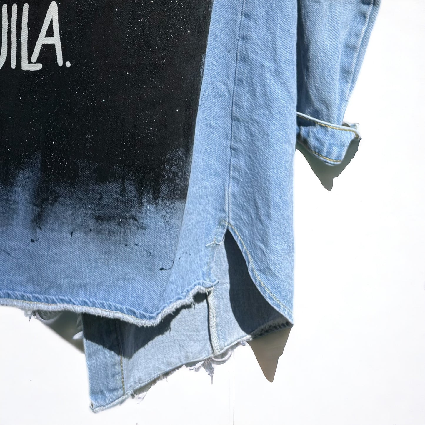 Tequila Vibes Only: Hand-Painted Jean Jacket for the Bold and Fabulous!