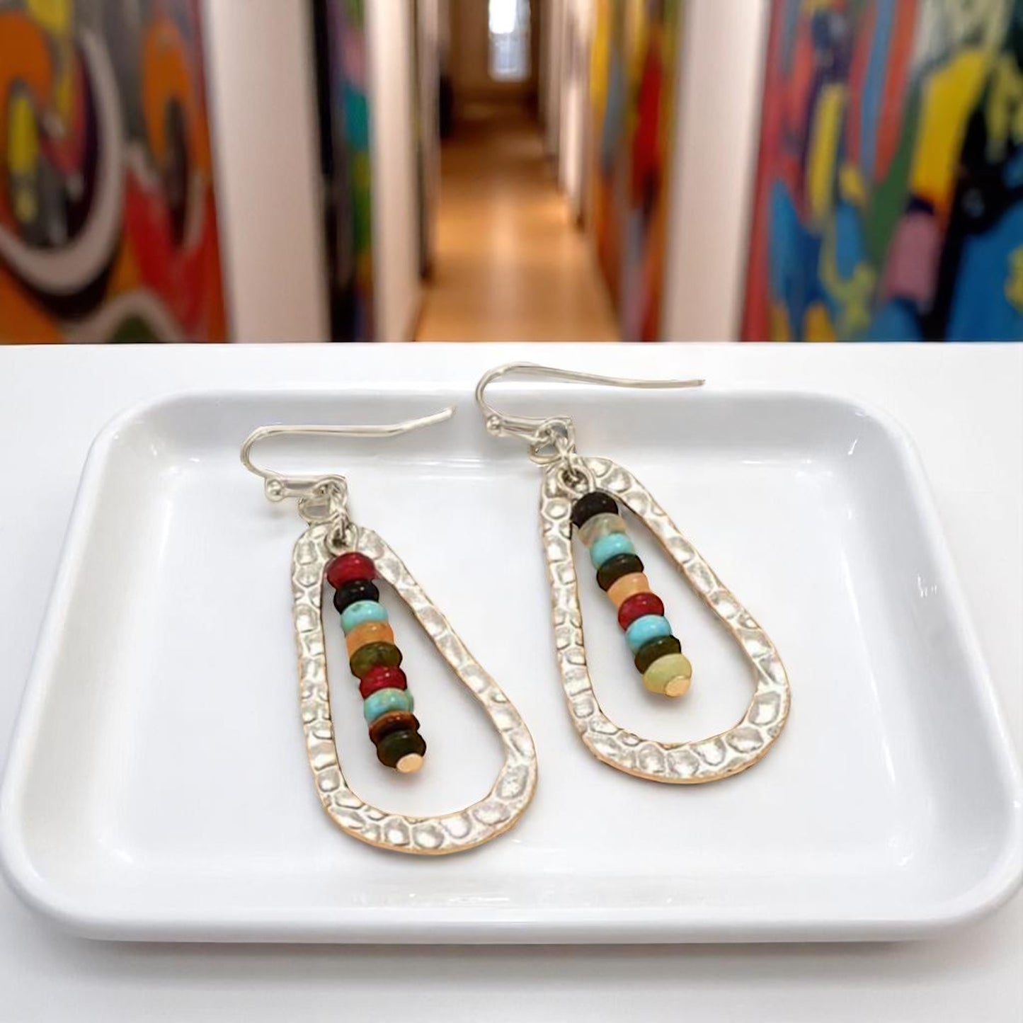 Vibrant Silver Boho Chic Dangle Earrings for Effortless Style