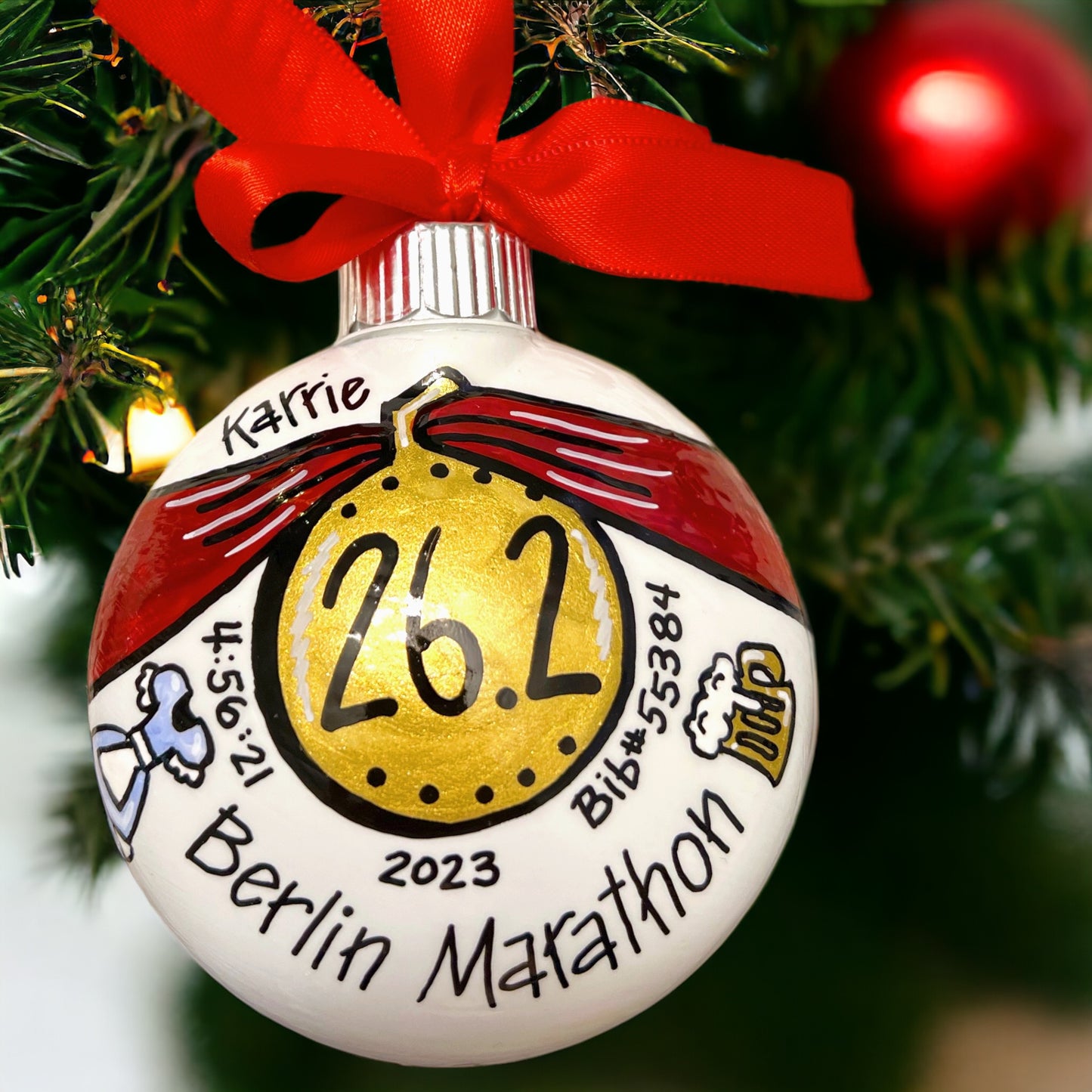 Custom Race Ornament - Marathon Ornament, Triathlon Ornament, Christmas Ornament, Holiday Ornament, Runner Ornament, Running Club, 5K, Race - Rhythms of Grace Creative