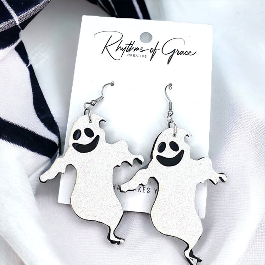 Spook-tacular Sparkly Ghost Dangle Earrings: Haunt Your Style! NWT Halloween