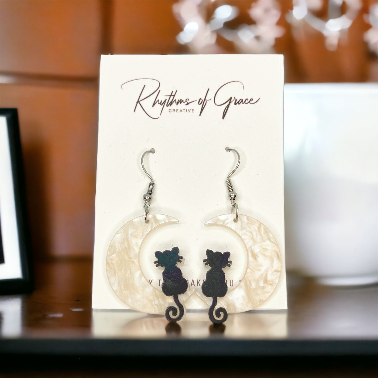 Bewitching Black Cat & Moon Earrings – Enchant Your Halloween Style! - Rhythms of Grace Creative