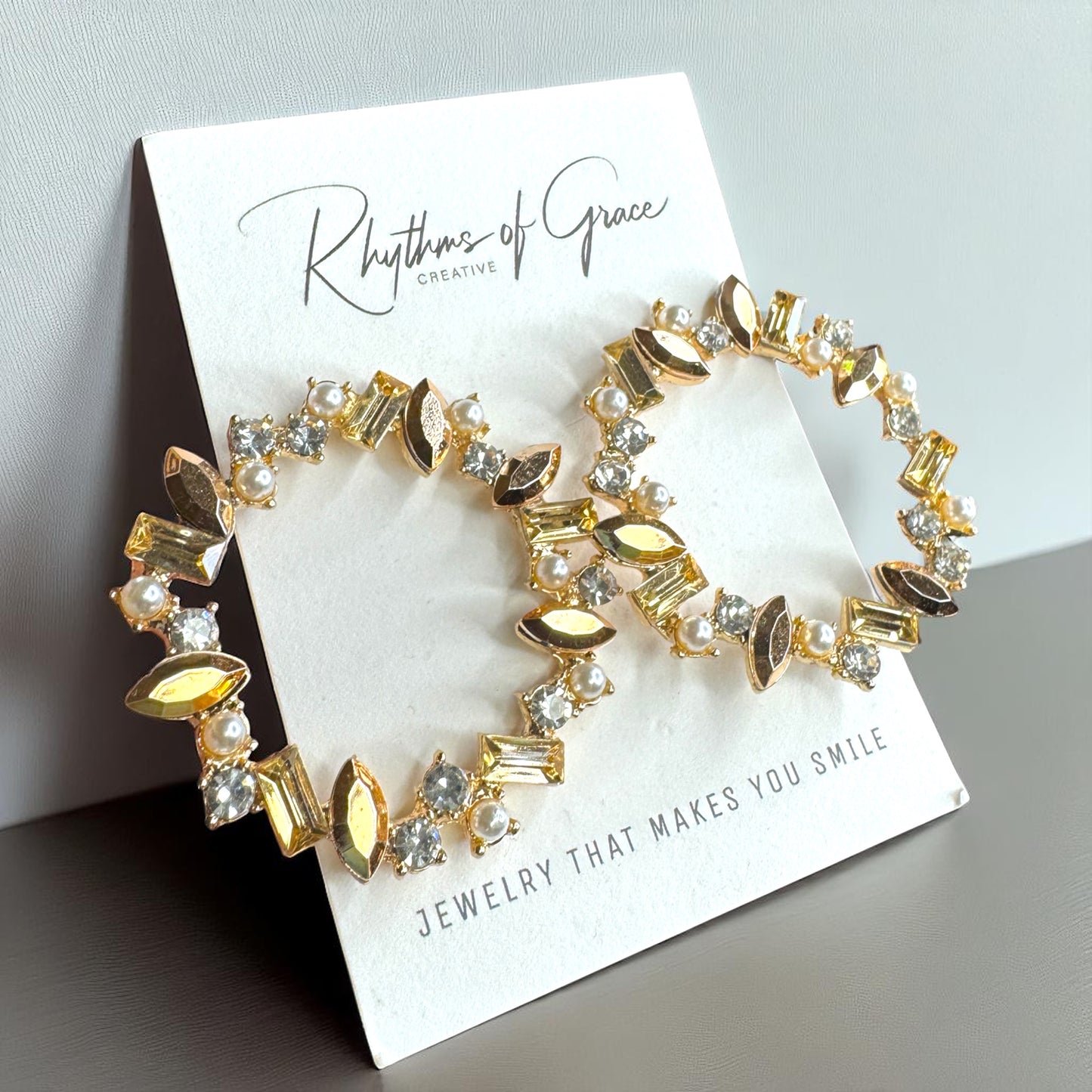 Stunning Champagne Colored Rhinestone Earrings