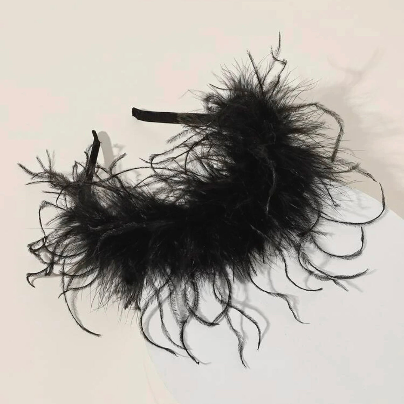 Black Feather Headband - Handmade Headpiece, Black Headpiece, Holiday Headband, Feather Headband - Rhythms of Grace Creative