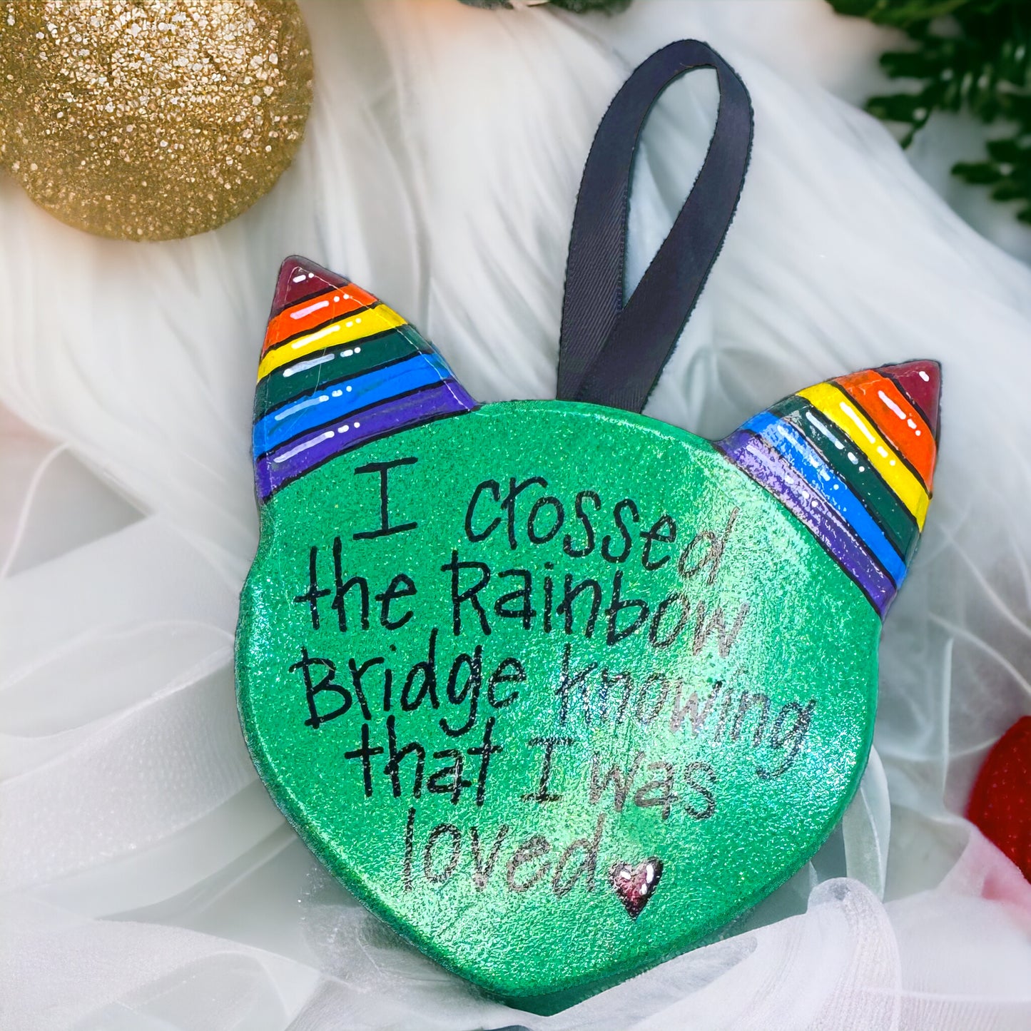 Purr-fect Tribute: Rainbow Bridge Cat Ornament