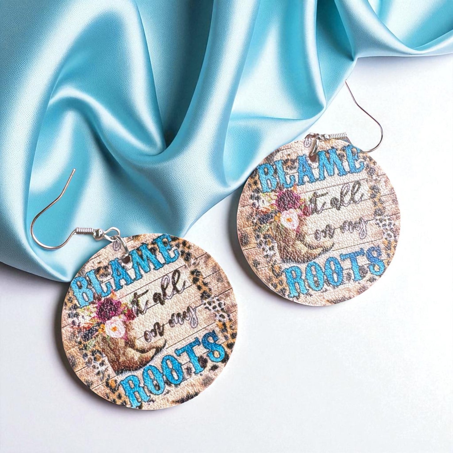 Blame It All On My Roots: Floral Cowgirl Boot Western Dangle Earrings