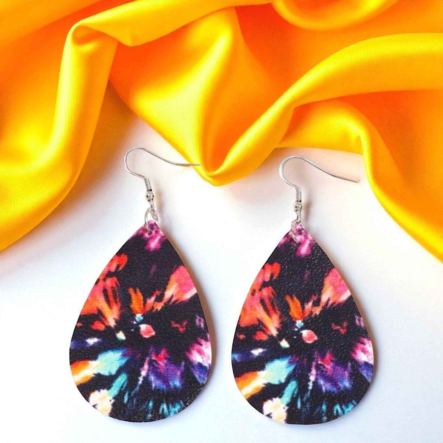 Tie Dyed Teardrop Earrings – Boho Bold & Bright! 🌈
