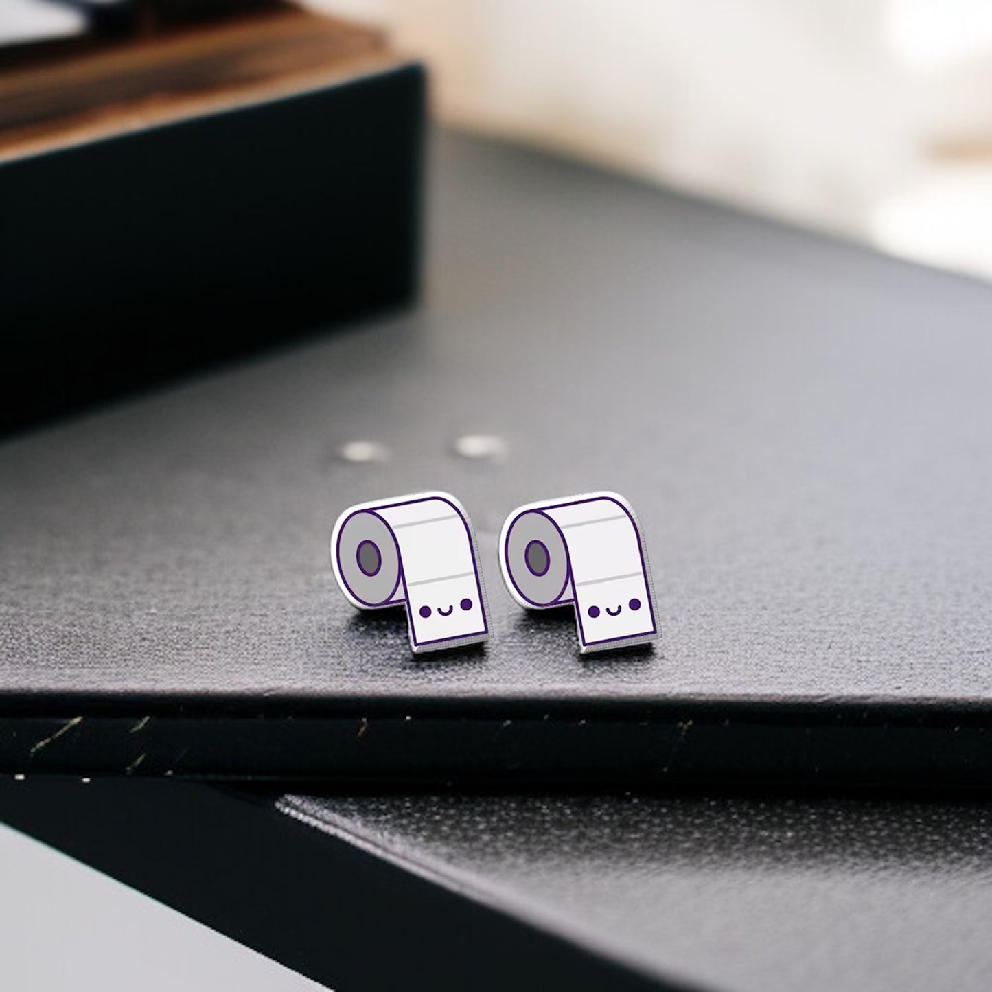 Quirky Toilet Paper Stud Earrings - Humor for Your Ears!