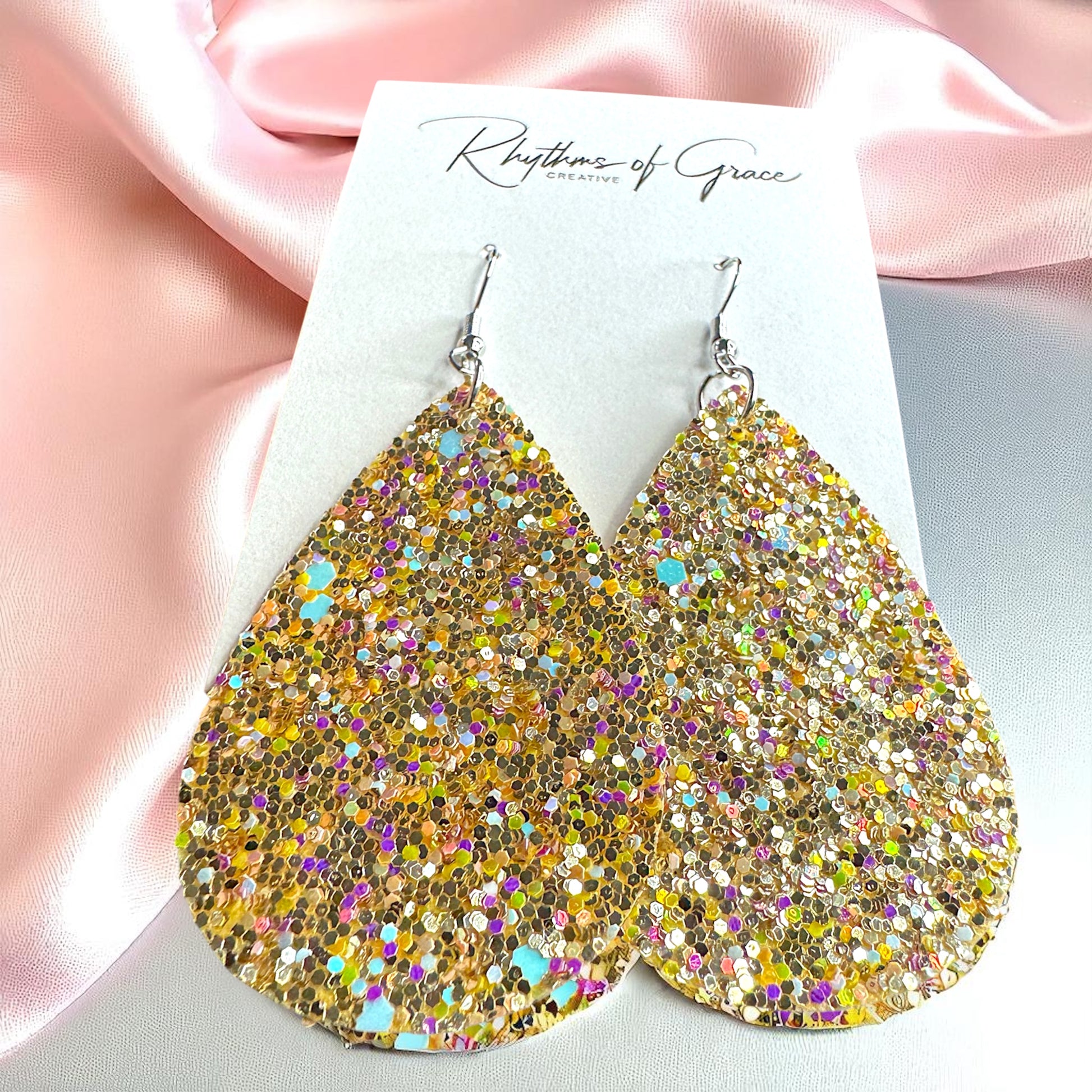 Sparkle & Shine: Glitter Teardrop Dangle Earrings ✨ - Rhythms of Grace Creative