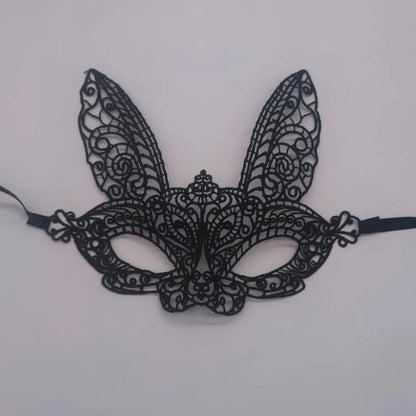 Masquerade Mask - Mardi Gras Mask, Rabbit Mask, Masquerading Mask, Black Lace, Masquerade Ball, Lace Mask