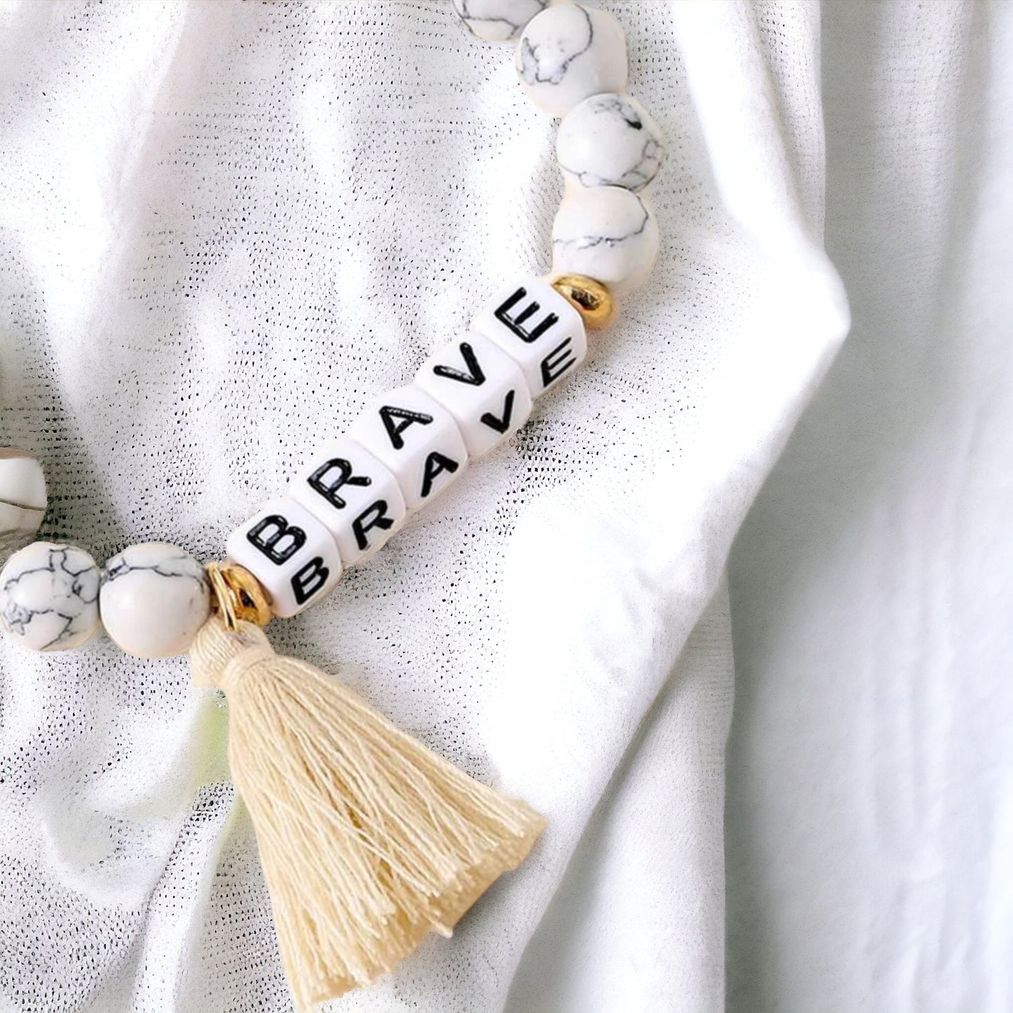 "Wear Your Brave" – Stone Beaded Bracelet for Everyday Courage
