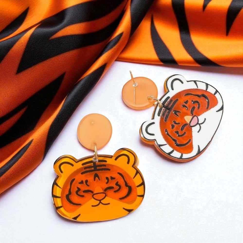 Unleash Your Inner Wildcat with Our Cartoon Tiger Earrings! ๐ฏ๐ - Rhythms of Grace Creative