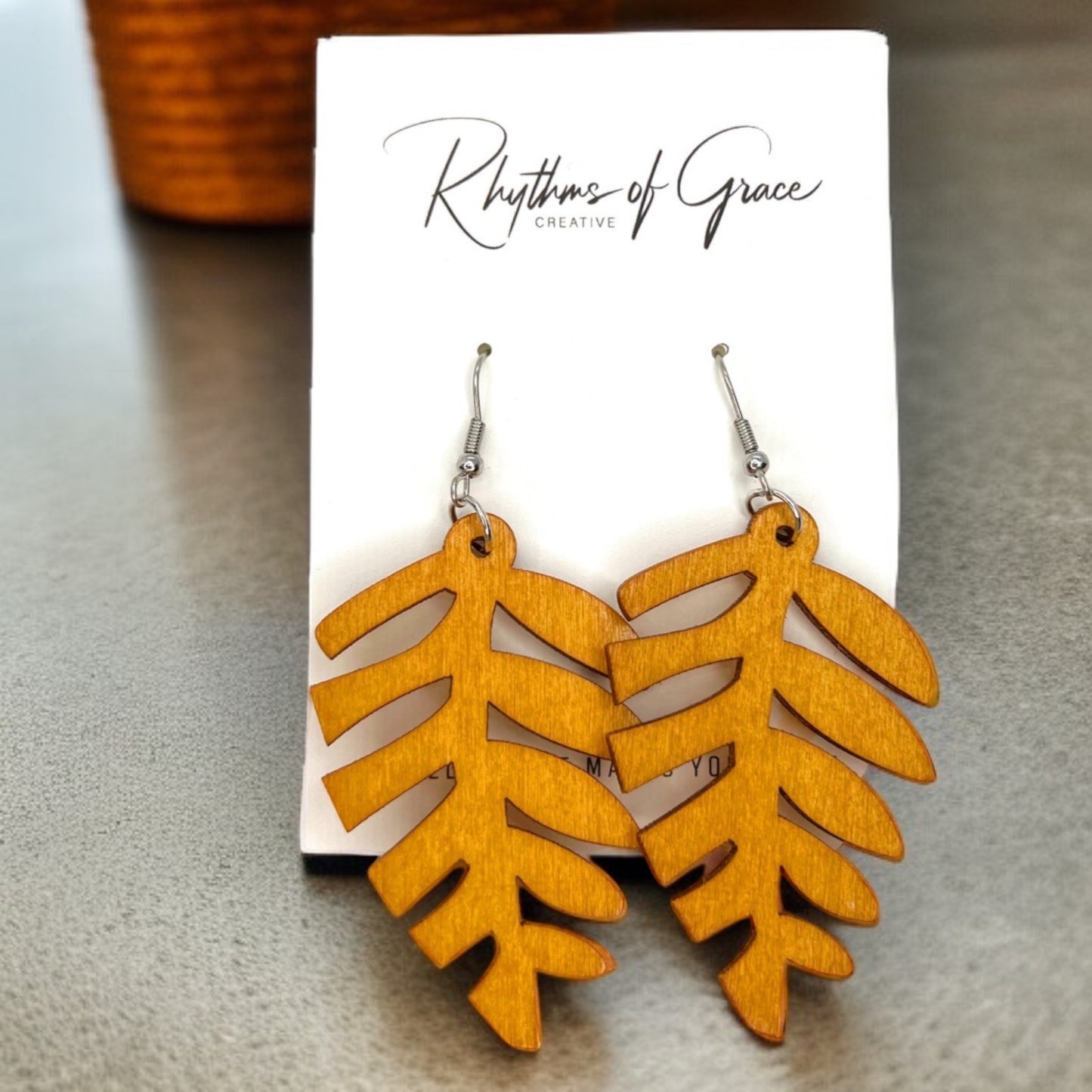 Boho Chic Wooden Leaf Earrings - Handmade Elegance!🌿 - Rhythms of Grace Creative