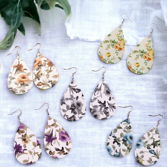 Floral Earrings - Floral Jewelry, Flower Earrings, Boho Chic, Floral Pattern, Springtime, Handmade Earrings