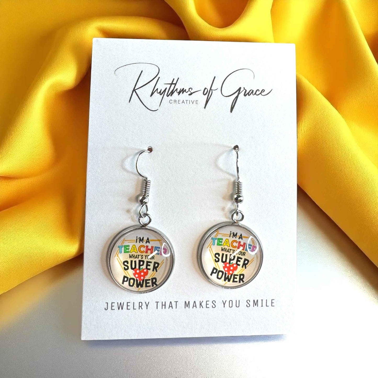 Inspire & Shine with Teacher Cabochon Dangle Earrings!