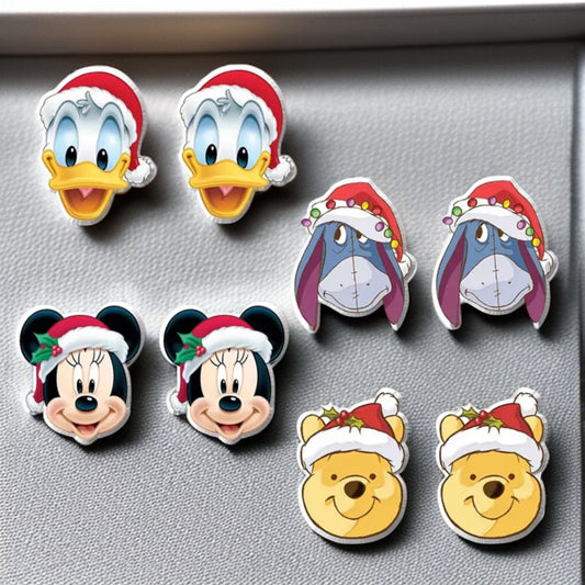Festive Fun: Christmas Cartoon Ears Stud Earrings - Perfect for Holiday Cheer!
