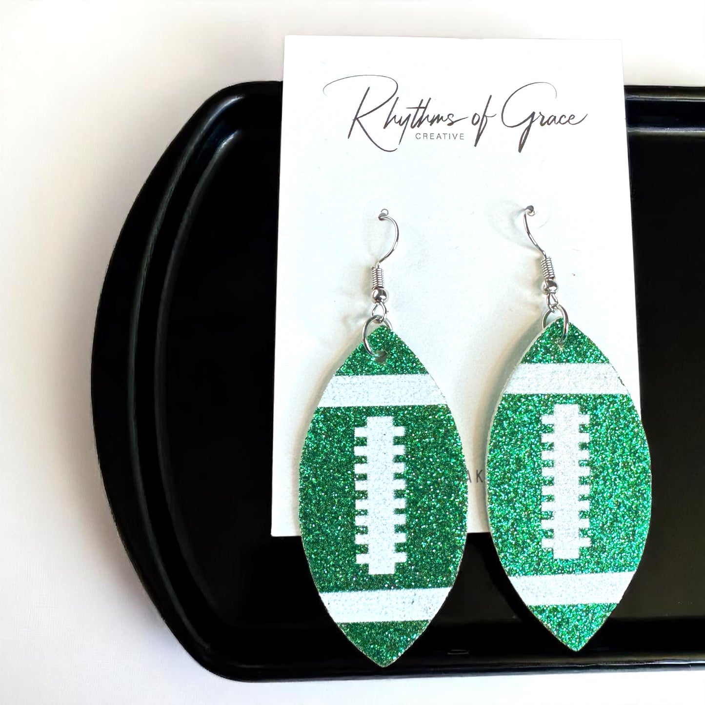 Score Big with Sparkle! Glitter Football Dangle Earrings 🏈