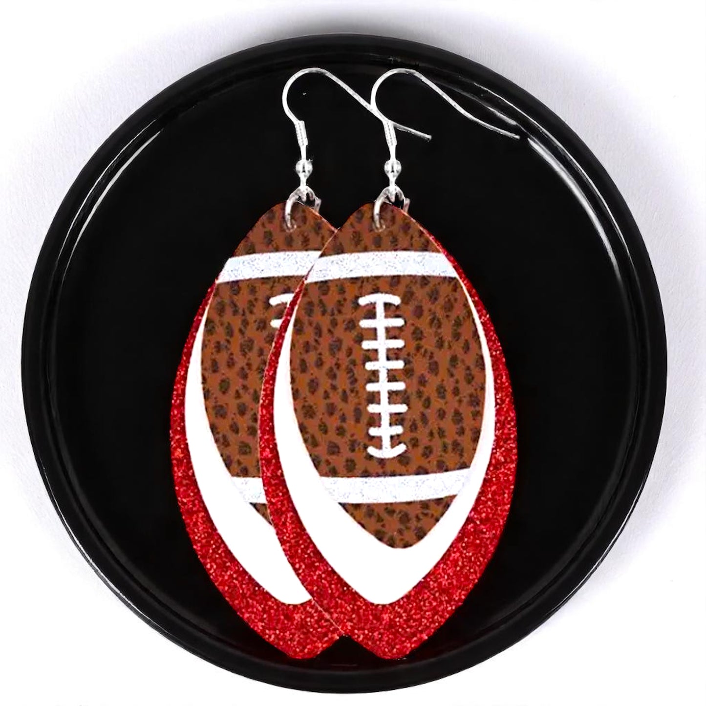 Game Day Glam: Red and White Football Earrings for the Ultimate Fan!