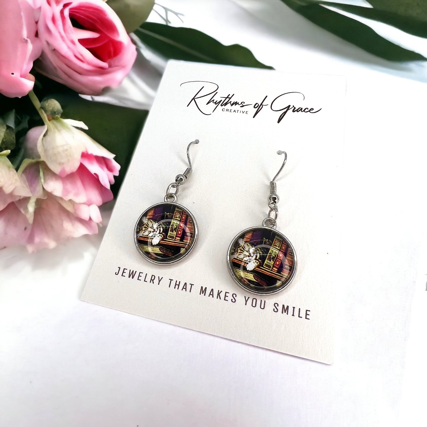 Purr-fectly Bookish: Cat Earrings for Every Book Lover! 📚🐾 - Rhythms of Grace Creative