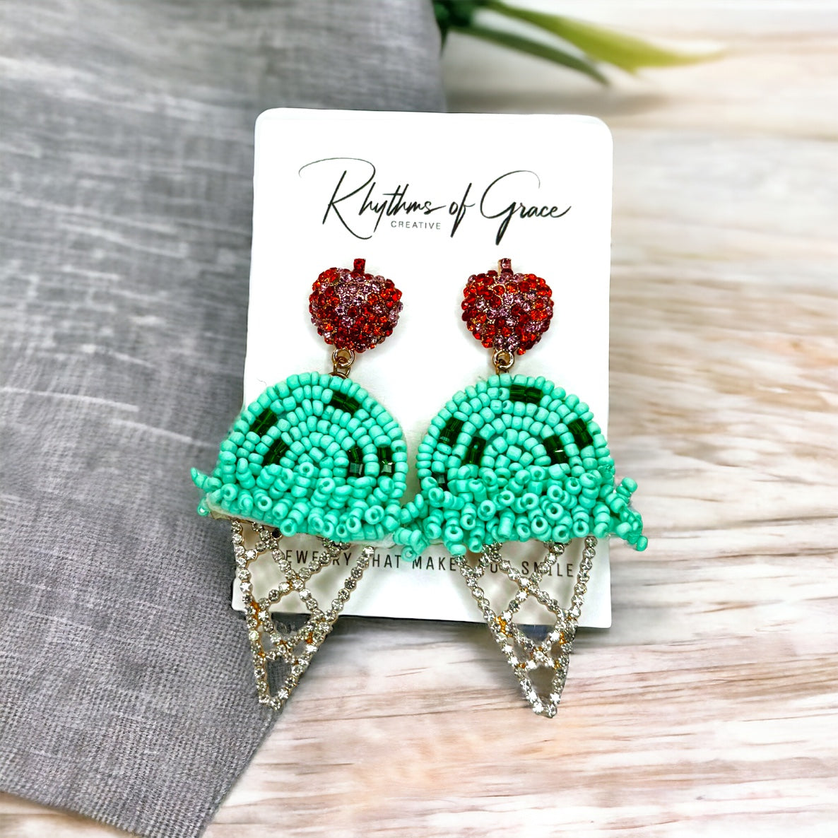 Sweet Treat: Rhinestone Ice Cream Cone Earrings