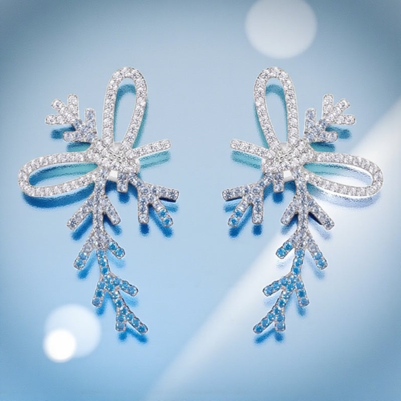 Sparkling Frozen Bow Earrings – Embrace Holiday Glamour!