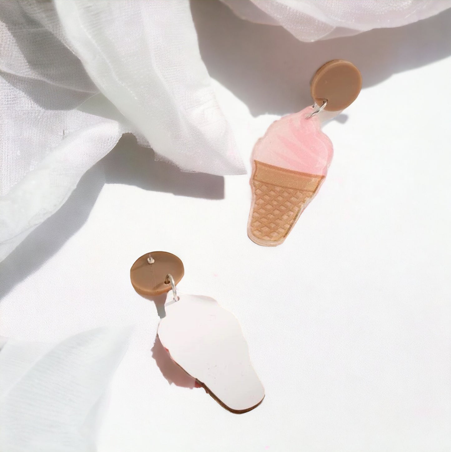 Ice Cream Earrings - Ice Cream Cone, Birthday Earrings, Handmade Jewelry, Ice Cream Jewelry, Food Earrings